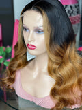 20” HD Honey Blonde ombré 100% Unprocessed Virgin Human Hair 4x4 Closure wig 200% Density Pre Plucked  | Ready To Ship
