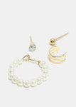 Beautiful 4-Piece Cuff & Pearl Earrings
