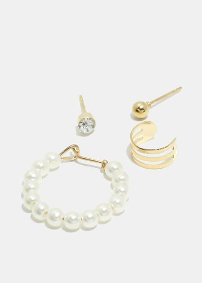 Beautiful 4-Piece Cuff & Pearl Earrings
