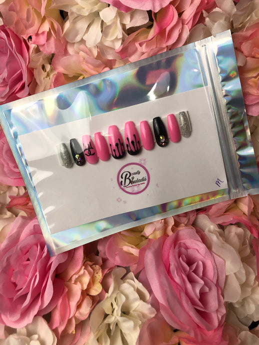 Pink Drip Luxury Press On Nails (Medium)