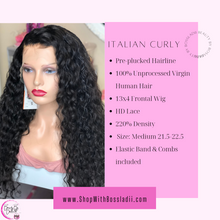 14”-24" Italian Curly 100% Unprocessed Virgin Human Hair 200% Density Pre Plucked 13x4 frontal Wig | Ready To Ship