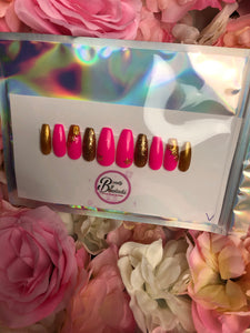 Pink & Gold Luxury Press On Nails (Large)