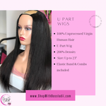 12"-24" U Part Wigs 200% Density 100% Unprocessed Virgin Human Hair