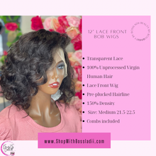 12" Lace Front Bob Wigs | 100% Unprocessed Virgin Human Hair | 150% Density PrePlucked | Ready To Ship