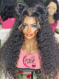 26” HD Italian Curly 100% Unprocessed Virgin Human Hair 13x4 frontal wig w/bleached knots/ Pre Plucked