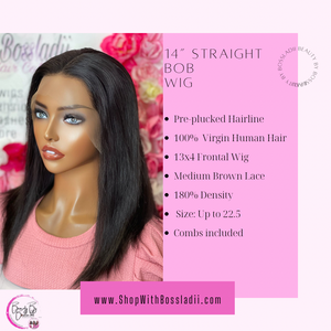 12"-14" Straight Bob 100% Unprocessed Virgin Human Hair 200% Density Pre Plucked 13x4 Frontal Wig | Ready To Ship