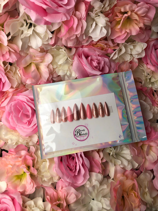 Rose Gold Pink Series Luxury Press On Nails (Medium)
