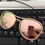 Decorative Rhinestone Copper Frame HD  Clear lens Double Bridge Sunglasses | 5 colors to choose from
