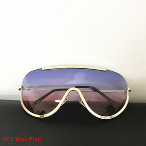 Big Shield Sunglasses with Oversize Alloy Frame | One Piece Sexy Cool Sunglasses