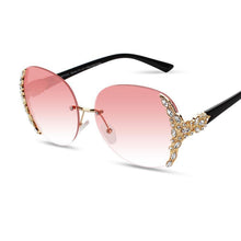 Rimless gradient fashion sunglasses | Big Frame Rhinestone sunglasses