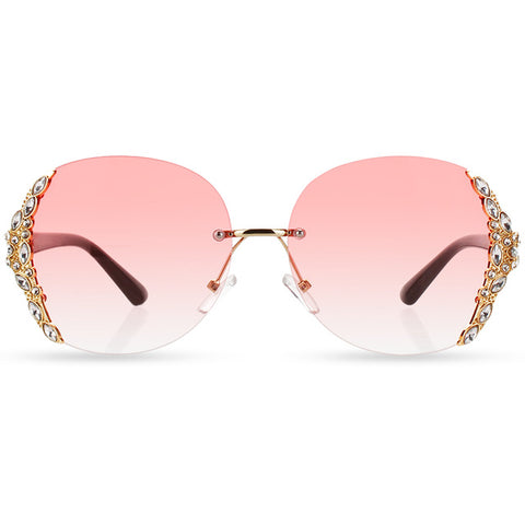Rimless gradient fashion sunglasses | Big Frame Rhinestone sunglasses
