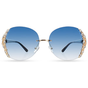 Rimless gradient fashion sunglasses | Big Frame Rhinestone sunglasses