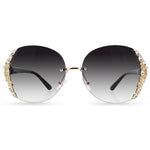 Rimless gradient fashion sunglasses | Big Frame Rhinestone sunglasses