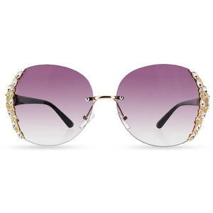 Rimless gradient fashion sunglasses | Big Frame Rhinestone sunglasses