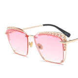 Metal Frame Cat Eye Pearl Sunglasses