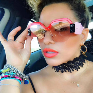 Luxury Oversized Mirror Tint Rimless Designer Sunglasses | 4 colors available