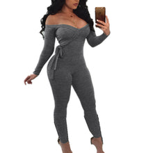 Sexy Deep V Lace-up Long Sleeve Off Shoulder Jumpsuit