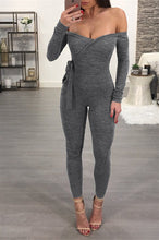 Sexy Deep V Lace-up Long Sleeve Off Shoulder Jumpsuit