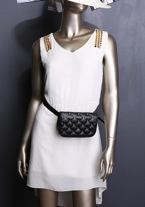 Black leather belt bag