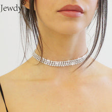 1 2 3  Rows Rhinestone Choker Necklace For Women