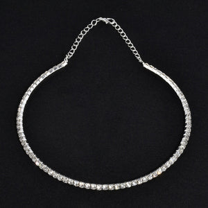 1 2 3  Rows Rhinestone Choker Necklace For Women