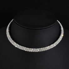 1 2 3  Rows Rhinestone Choker Necklace For Women