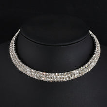 1 2 3  Rows Rhinestone Choker Necklace For Women