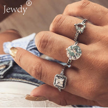 Mixed Vintage Crown Crystal Boho Jewelry Unique Carving Tibetan Silver Rings Set for Woman